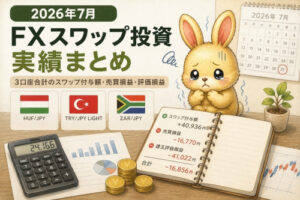 2026年7月のFXスワップ投資実績｜3口座合計40,936円・為替介入で評価損拡大