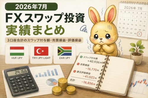 2026年7月のFXスワップ投資実績｜3口座合計40,936円・為替介入で評価損拡大