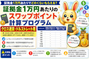 証拠金1万円あたりのスワップポイント計算プログラム（クロス通貨・ドルストレート用）